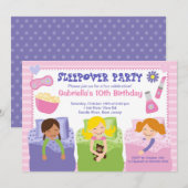 Roze Slumber Party Fun Birthday Uitnodiging (Voorkant / Achterkant)