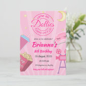 Roze Slumber Party Verjaardag uitnodiging (Staand voorkant)