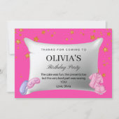 Roze Slumber Party Verjaardagsfeestje Dank je wel  Bedankkaart (Voorkant)