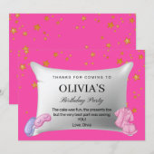 Roze Slumber Party Verjaardagsfeestje Dank je wel  Bedankkaart (Voorkant / Achterkant)