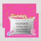 Roze Slumber Party Verjaardagsfeestje Uitnodiging (Voorkant / Achterkant)
