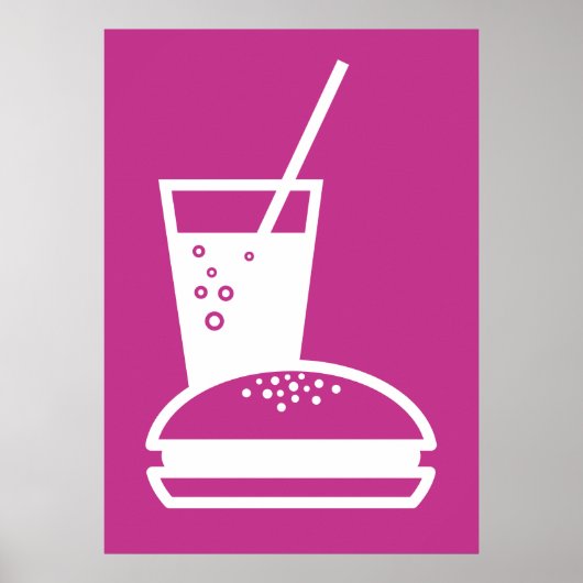 roze smaakexplosie van hamburger en limonade poster (Voorkant)