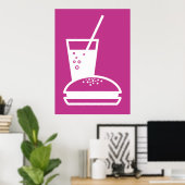 roze smaakexplosie van hamburger en limonade poster (Thuiskantoor)