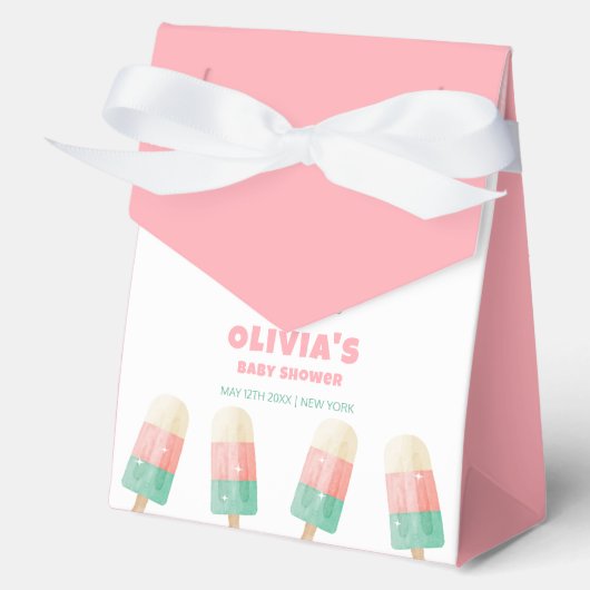 Roze smeltijs klaar voor Pop Baby shower Bedankdoosjes (Voorkant)