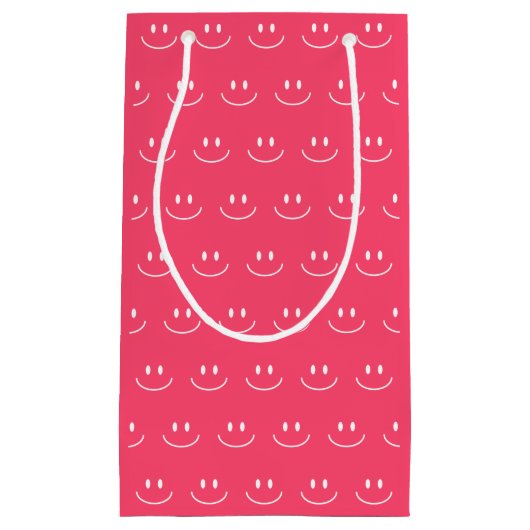 Roze Smile Pattern Gift Bag Klein Cadeauzakje (Voorkant)
