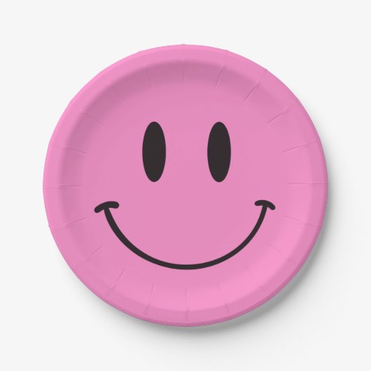 Roze Smiley Een Gelukkig Dude/Gal 1e Verjaardag Papieren Bordje (Voorkant)