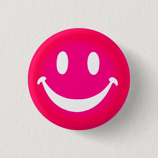 ROZE SMILEY RONDE BUTTON 3,2 CM (Voorkant)