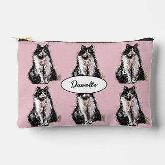 Roze smoking zwart witte kat katten schattige meis etui