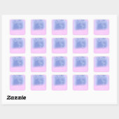 Roze Smoky Blue Glitter Bloemen Bruidsgunst Vierkante Sticker (Vel)
