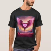 Roze Smoky Heart met vleugels T-shirt (Voorkant)