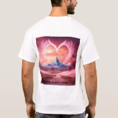Roze Smoky Heart met vleugels te midden van witte  T-shirt (Achterkant)
