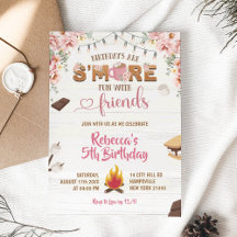 Roze S'more Fun Meisje Verjaardagsuitnodiging Verj
