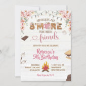 Roze S'more Fun Meisjes Verjaardagsuitnodiging Ver Kaart (Voorkant)