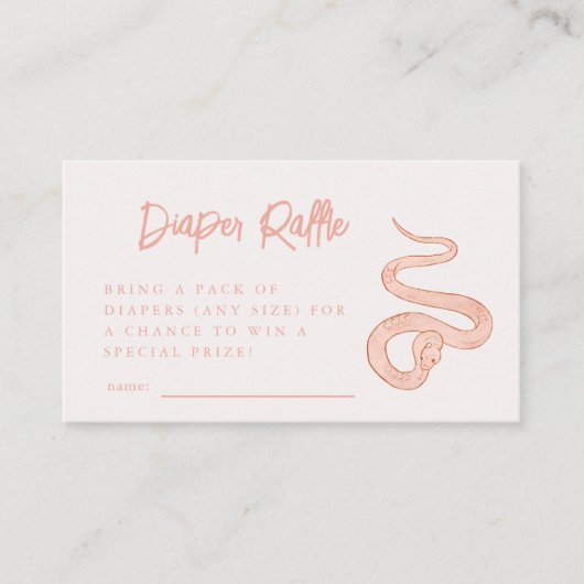 Roze Snake Luier Raffle Ticket Informatiekaartje (Voorkant)