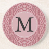 Roze Snake Print Monogram Zandsteen Onderzetter (Voorkant)