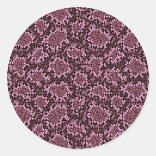 Roze Snake Print Ronde Sticker (Voorkant)