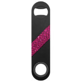 Roze snakeskin glitter-effect strips zwart leder speed flessenopener (Achterkant)