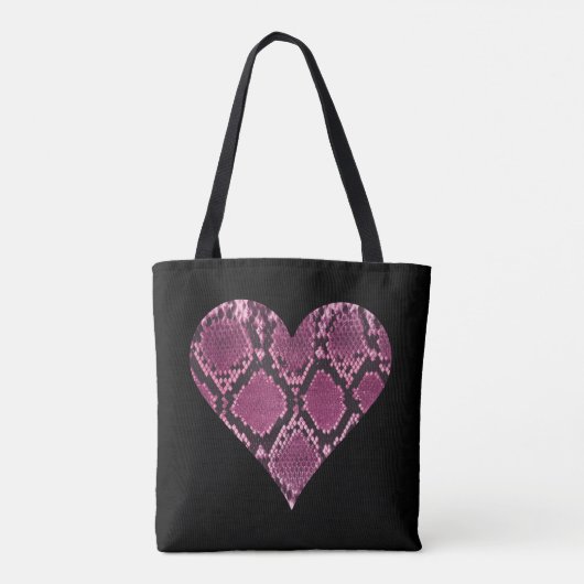 Roze Snakeskin Heart Pattern Tote Bag (Achterkant)
