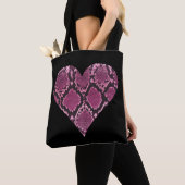 Roze Snakeskin Heart Pattern Tote Bag (Dichtbij)