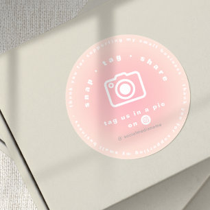 Roze Snap Tag Share Bedankt Kleine Zakelijke Markt Ronde Sticker
