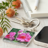 Roze Snapdragon Flowers Sleutelhanger (Voorkant Rechts)