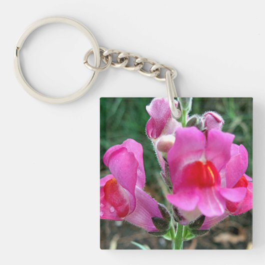 Roze Snapdragon Flowers Sleutelhanger (voorkant)