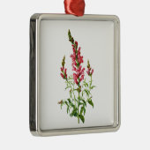 Roze Snapdragon getekend uit Natuur Metalen Ornament (Rechts)