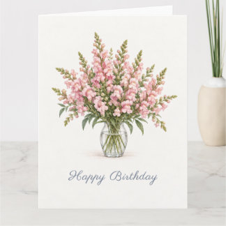 Roze Snapdragons Verjaardag Kaart