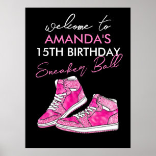 Roze Sneaker Bal Verjaardags Welkom Poster