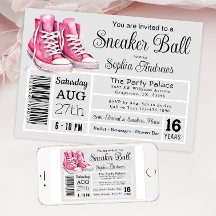 Roze Sneaker Bal Verjaardagsfeest Schoen Label