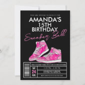 Roze Sneaker Ball Birthday Uitnodiging (Voorkant)