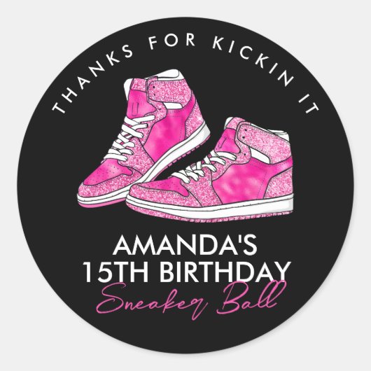 Roze Sneaker Ball Sticker (Voorkant)