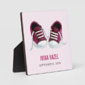 Roze Sneakers Baby plaque, Baby schoen Afbeelding Fotoplaat (Voorkant)
