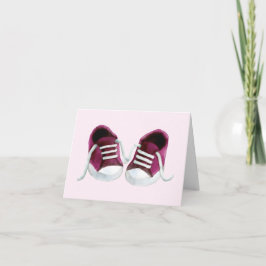 Roze Sneakers Baby shower Dank u kaarten