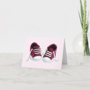 Roze Sneakers Baby shower Dank u kaarten