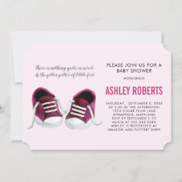 Roze Sneakers Baby shower Uitnodiging, Baby Girl Kaart