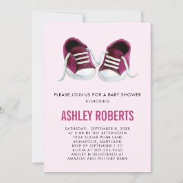 Roze Sneakers Baby shower Uitnodiging, Baby Girl Kaart