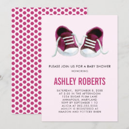 Roze Sneakers Baby shower Uitnodiging, Baby Girl Kaart