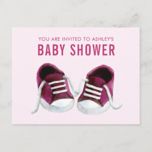 Roze Sneakers Baby shower Uitnodiging Briefkaart