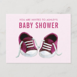 Roze Sneakers Baby shower Uitnodiging Briefkaart