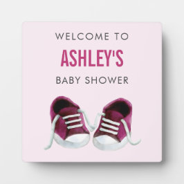 Roze Sneakers Baby shower Welkomstbord Plaque Fotoplaat