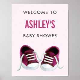 Roze Sneakers Baby shower Welkomstteken Poster