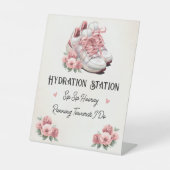 Roze Sneakers Bloemen Hydration Station Beverage Reclamebord Met Voetstuk (Voorkant)