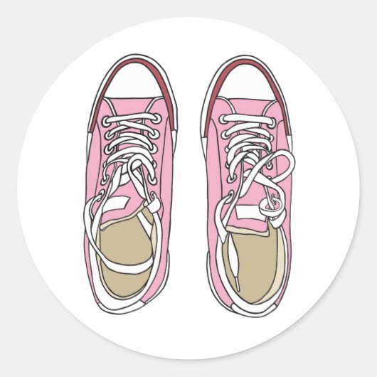 Roze sneakers ronde sticker (Voorkant)