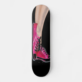 Roze Sneakers zwarte skateboard