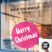 Roze sneeuw afgedekt met kerstversiering raamsticker (Cafe Raam)