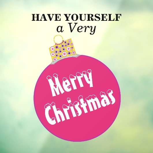 Roze sneeuw afgedekt met kerstversiering raamsticker (Vel 3)