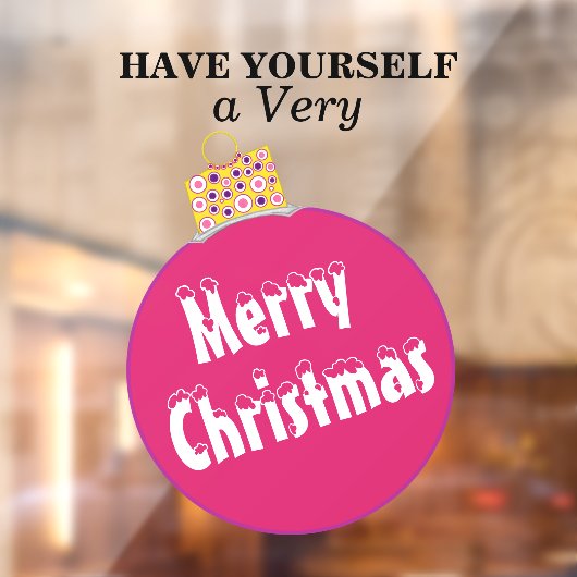 Roze sneeuw afgedekt met kerstversiering raamsticker (Vel 2)