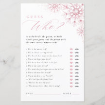 Roze Sneeuw in Liefde Raad Wie Bruidsfeest Spel