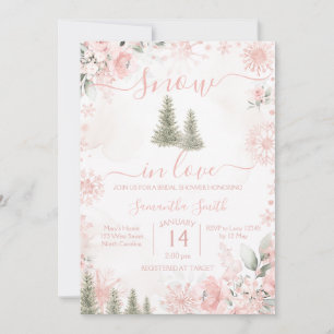 Roze Sneeuw in Love Sneeuwvlok Bruiloft Feest Kaart